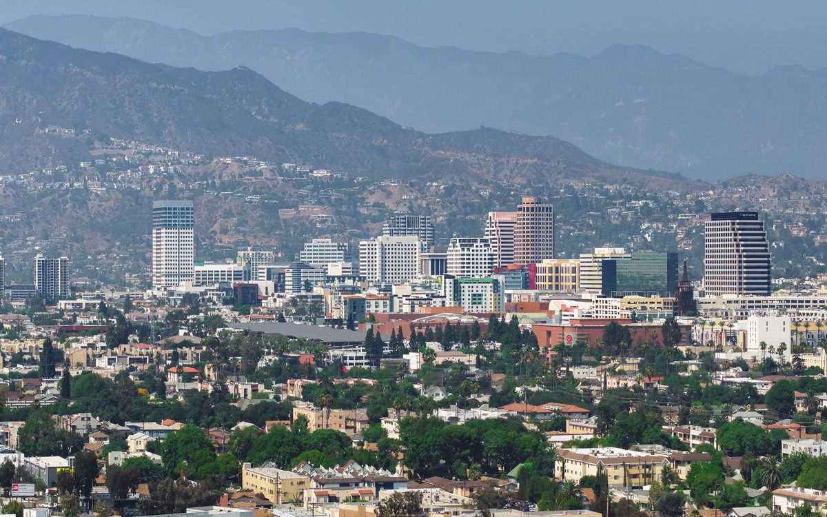 Downtown Glendale skyline with the mountains behind