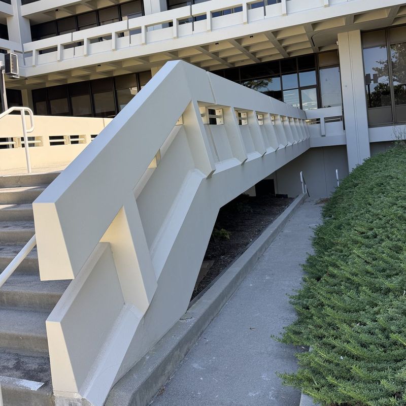 Finished sealant joints on a precast concrete stair railing