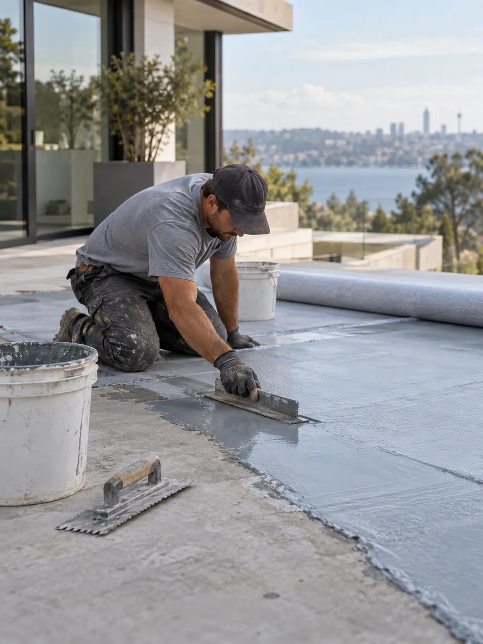 Reliable waterproofing service in Orange County, CA with protective membrane installation on a multifamily building deck
