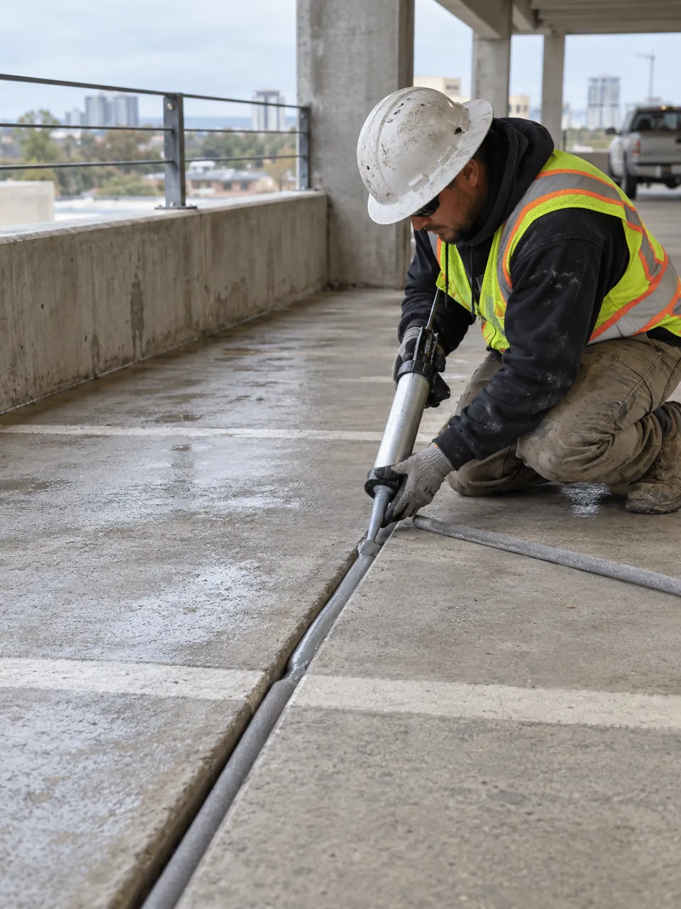 Protective waterproofing membrane on elevated apartment walkways and concrete decks in Burbank, CA