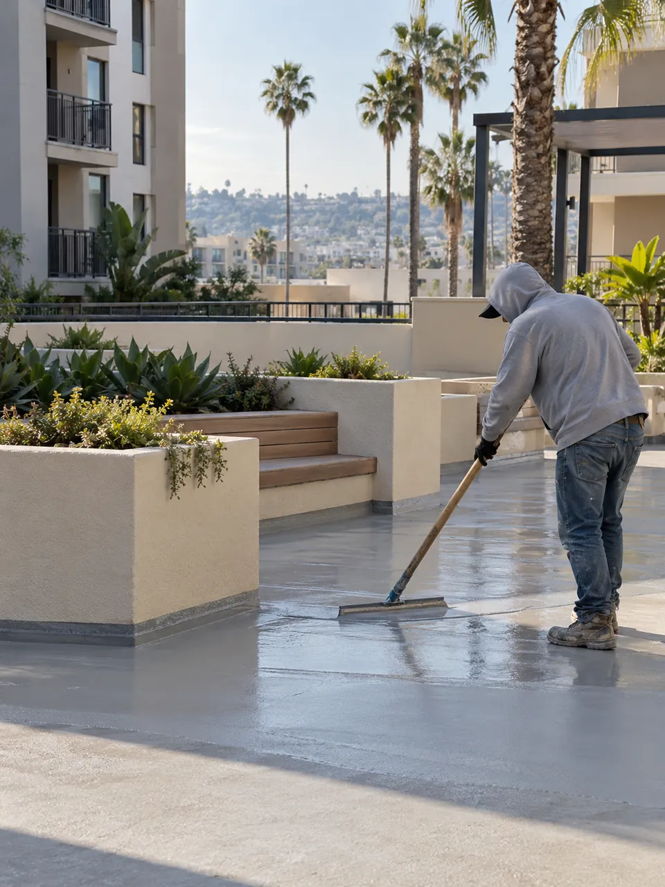 Effective waterproofing service in Garden Grove, CA with detailed membrane application around commercial deck drains